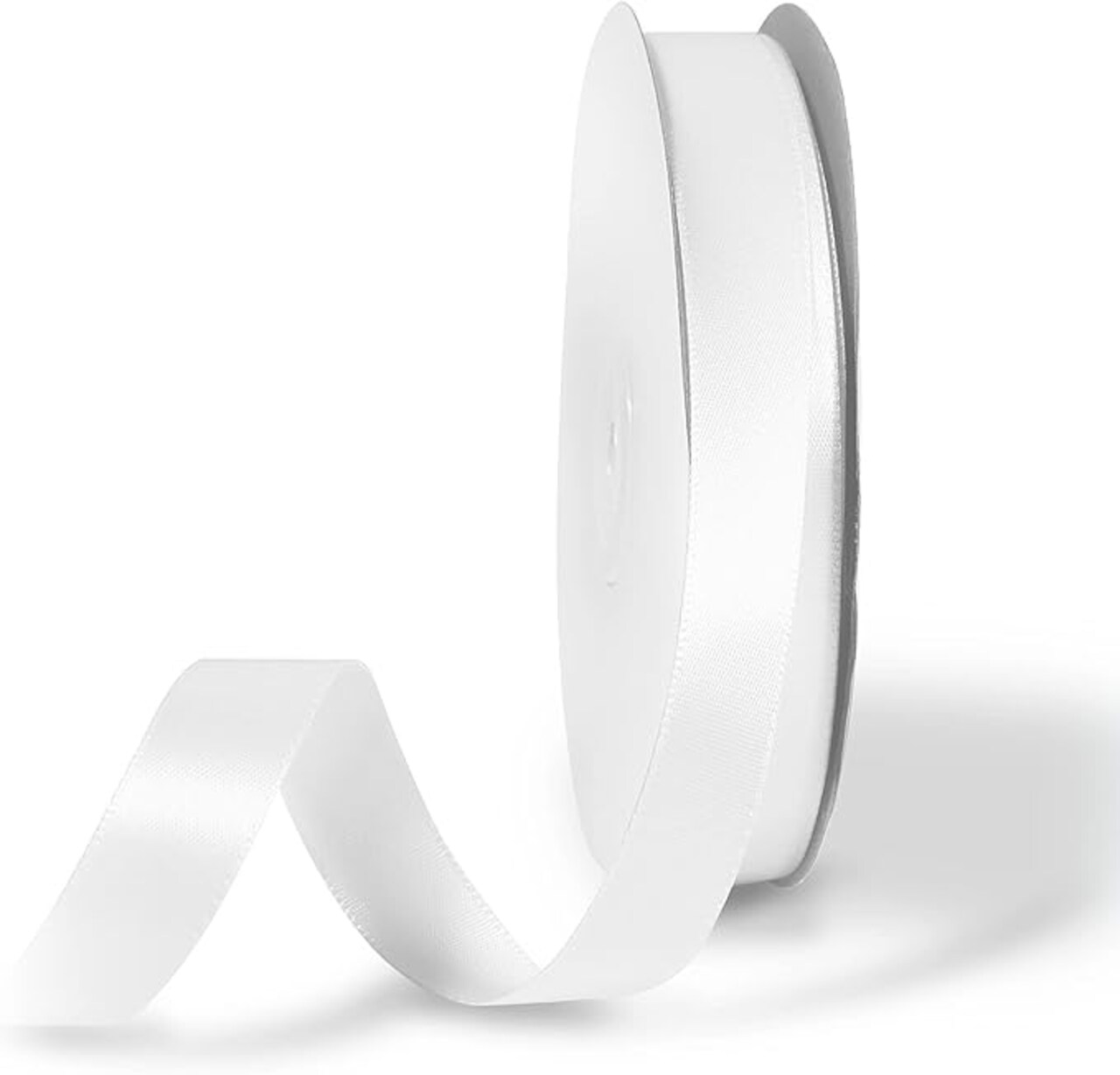 White Polyester Ribbon 5/8 Inch, 50 Yards, Single-Sided Shiny, Perfect for DIY Crafts, Wedding Decoration, Gift Wrapping and Flower Art